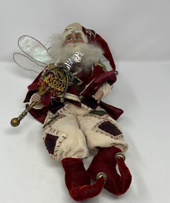 Mark Roberts Posable Santa Fairy Red Velvet Zebra Toy Staff Animal Wings