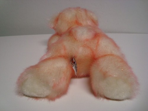 Aurora 11" Teddy Bear Plush - Pink Soft Glitter Fur - Laying Down - Picture 4 of 6