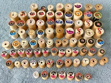 A  Lot of  Eighty+ 80+ 1-3 Inch Vintage Antique Wood Wooden Silk Spools