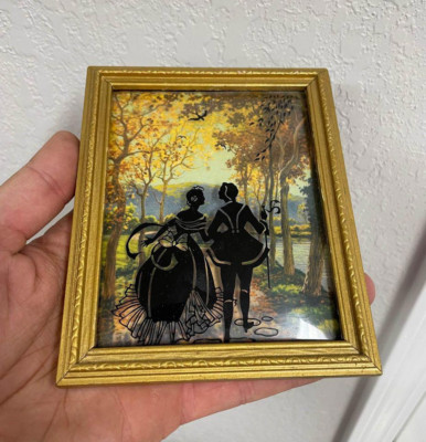 Beautiful Vintage Gold Framed Domed Glass Wall Hanging Art Man & Woman ...