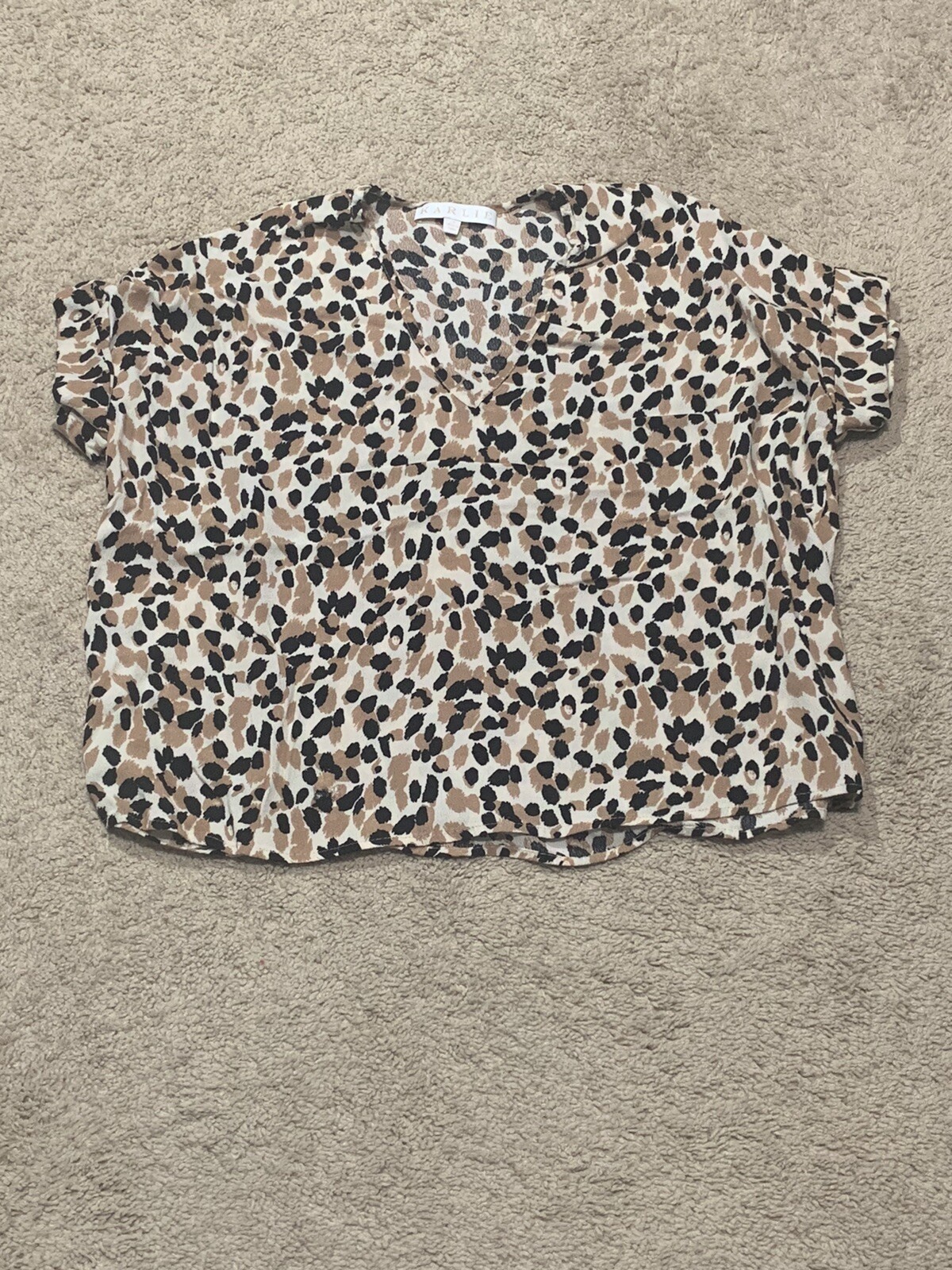Karlie Womens Shirt Size Small Multicolor Animal Print Short Sleeve Flowy Top