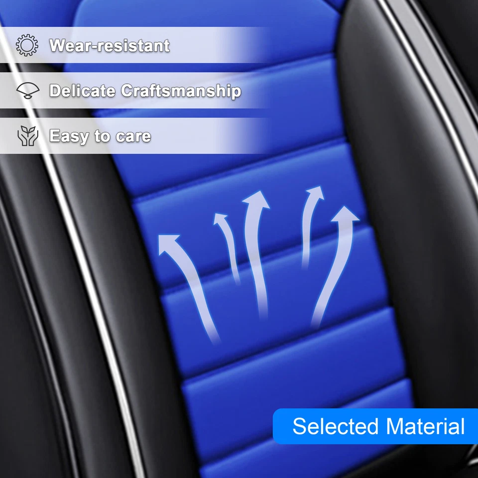 Juego completo de fundas de asiento de coche de 5 asientos de cuero PU protector de asiento delantero + trasero para Ford Foto 3 de 4