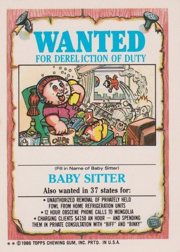 1986 Garbage Pail Kids Unzipped Zack #132b - Series 4 - Picture 4 of 4