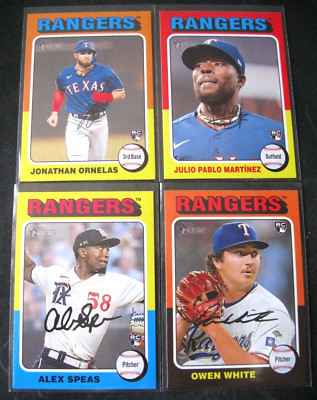 TEXAS RANGERS 4-CARD ROOKIE LOT 2024 Topps Heritage ORNELAS/MARTINEZ/SPEAS/WHITE