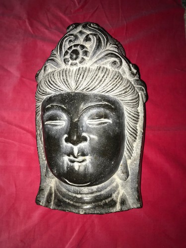 Antique hand carved stone head statue sculpture bust Guanyin Buddhist large - Picture 2 of 12