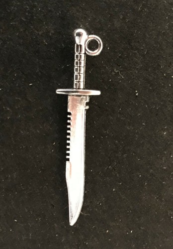 Double Albert pocket watch chain with combat knife fob,silver colour - Picture 3 of 6
