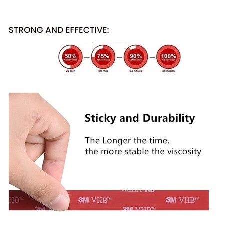 3M Double Sided Heavy Duty Mounting Tape Roll VHB Waterproof Heat-Resistant 25mm - Picture 7 of 8