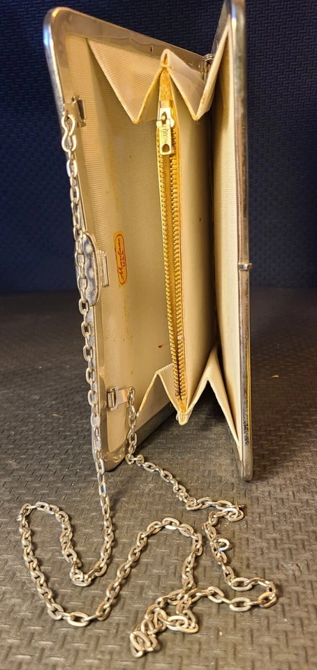 Vintage 1960s Mardane USA Handbag Purse Silver Leather MCM Formal Pocketbook - Image 2 of 4