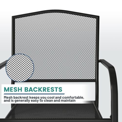 Mondawe Patio Steel Mesh Table Chair Outdoor Furniture Dining Table Chair - Picture 39 of 40