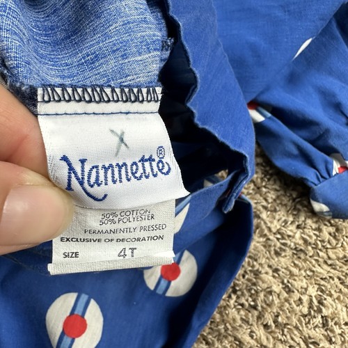 Vtg Nannette Blue Nautical Overalls Polka Dot Rope Accents +Hat Sz 4T - Picture 9 of 15