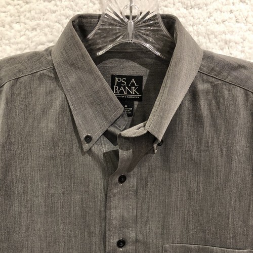 Jos A Bank Travelers Collection Mens Dress Shirt Size Medium 100% Cotton Gray - Picture 3 of 15