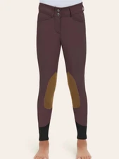 R.J. Classics Girls Avery Front Zip Breeches - Grape Wine