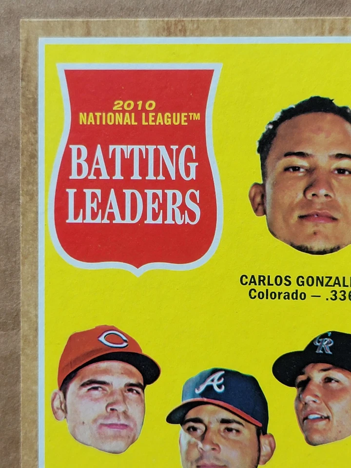 2011 Topps Heritage Batting Leaders Baseball Card #52 Joey Votto Foto 2 de 4