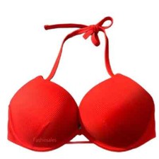 Victorias Secret Swim Bombshell Add-2-Cups Push Up Bikini Top Bra Red New
