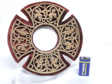 🇫🇷 ANCIEN CADRE RELIQUAIRE BOIS SCULPTE GRAPPE DE RAISIN SUR VELOUR RELIQUARY