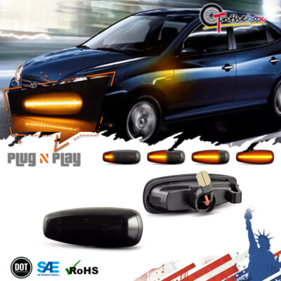 2Pcs Smoked Sequential LED Side Marker Lights Turn Signal Lamps For Kia Ceed Rio