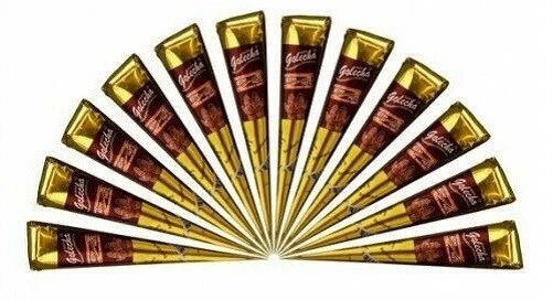 INSTANT MAROON 12 x Golecha Maroon Henna Dark Brown Instant Henna Mehndi Cone TemporaryTattoo