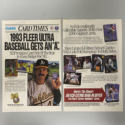 93 Fleer Ultra Baseball Karten Dennis Eckersley 1993 Vintage Retro Werbeanzeige