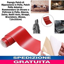 Patch di Riparazione in Pelle Ecopelle Adesiva Divano Borse Auto 7,6x152cm Rosso