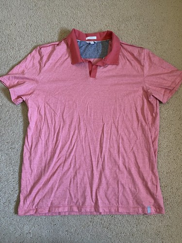 CALVIN KLEIN Herren Poloshirt XXL Kurzarm Liquid Cotton Lachsfarben Slim Fit