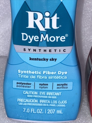 Rit Dye More Lot Of 3- Synthetic 7oz-Smoky Blue, Racing Red,Kentucky Sky Sealed - Picture 3 of 8