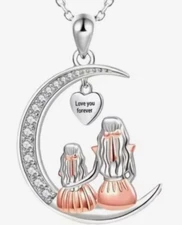 Beautiful Mother And Daughter Pendant Necklace In Gift Bag Mothers Day 
