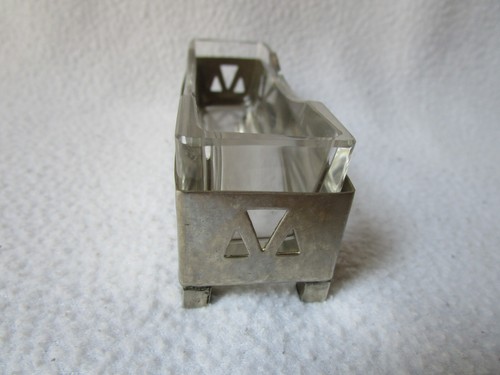 Art Deco sehr schöner alter Zahnstocher Spender Metall mit Glaseinsatz - Picture 2 of 10