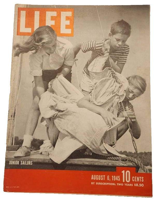 August 6, 1945 LIFE Magazine , FREE SHIPPING Aug 8 45 9 GUEST WIFE Movie ad