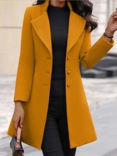 2025 Autumn Winter Wool Coat, Solid Color Slim Fit Mid-Length Overcoat
