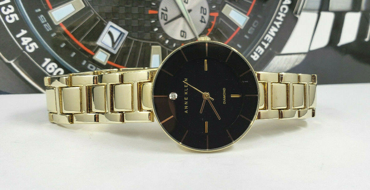 Anne Klein AK/2080 Diamond Black Dial Gold Tone Stainless  display picture 1