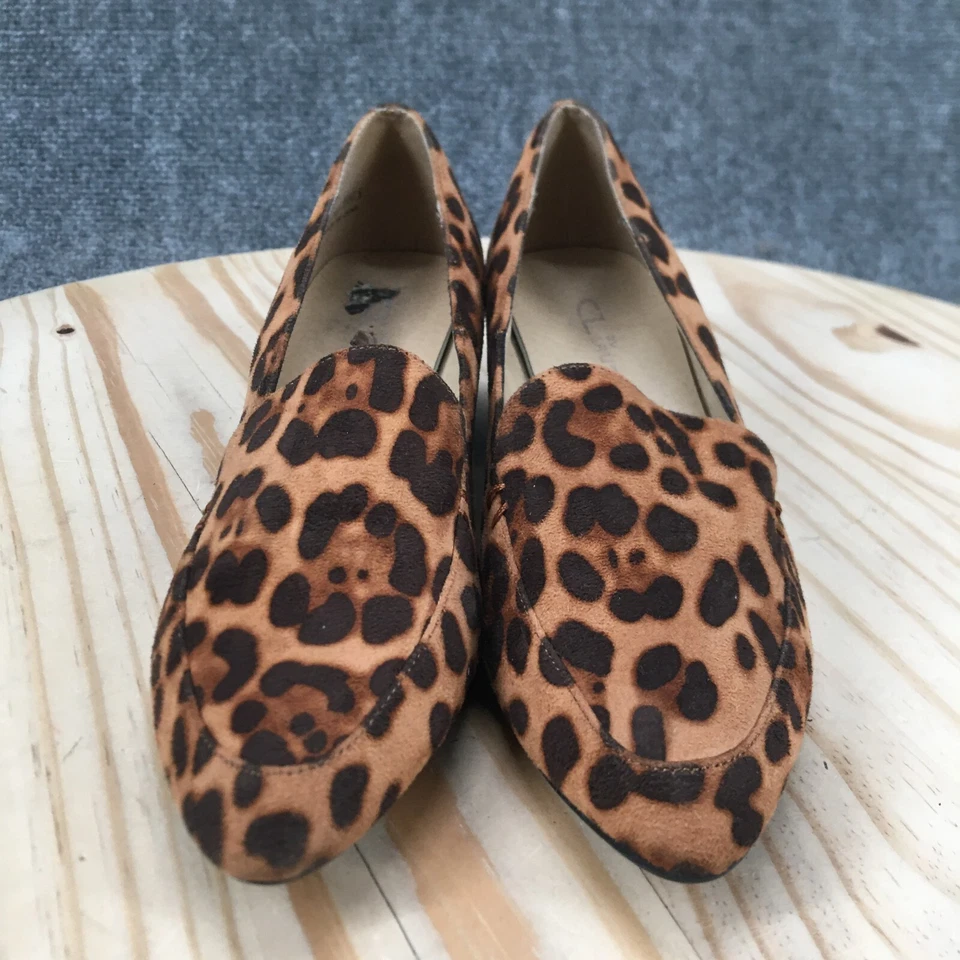 Zapatos de tacón CL By Laundry para mujer 7 M punta almendra estampado animal marrón sin cordones Foto 4 de 4