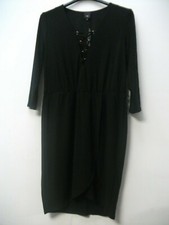 River Island Black Lace-up Front Bodycon Dress UK 16 JS003 CC 08