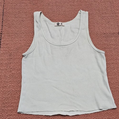 As Is* American Giant Womens Classic Cotton Muscle Tank XS Green Usa Made T9a