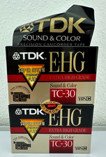 TDK E-HG TC-30 Video Camcorder Cassette Tapes 2 Pack Super Avilyn 30 Min. New