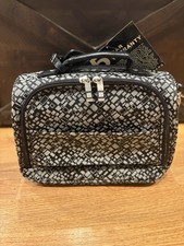 Diane Von Furstenberg Studio Signature Black Gray Carry-On Travel Bag Logo 9 13"