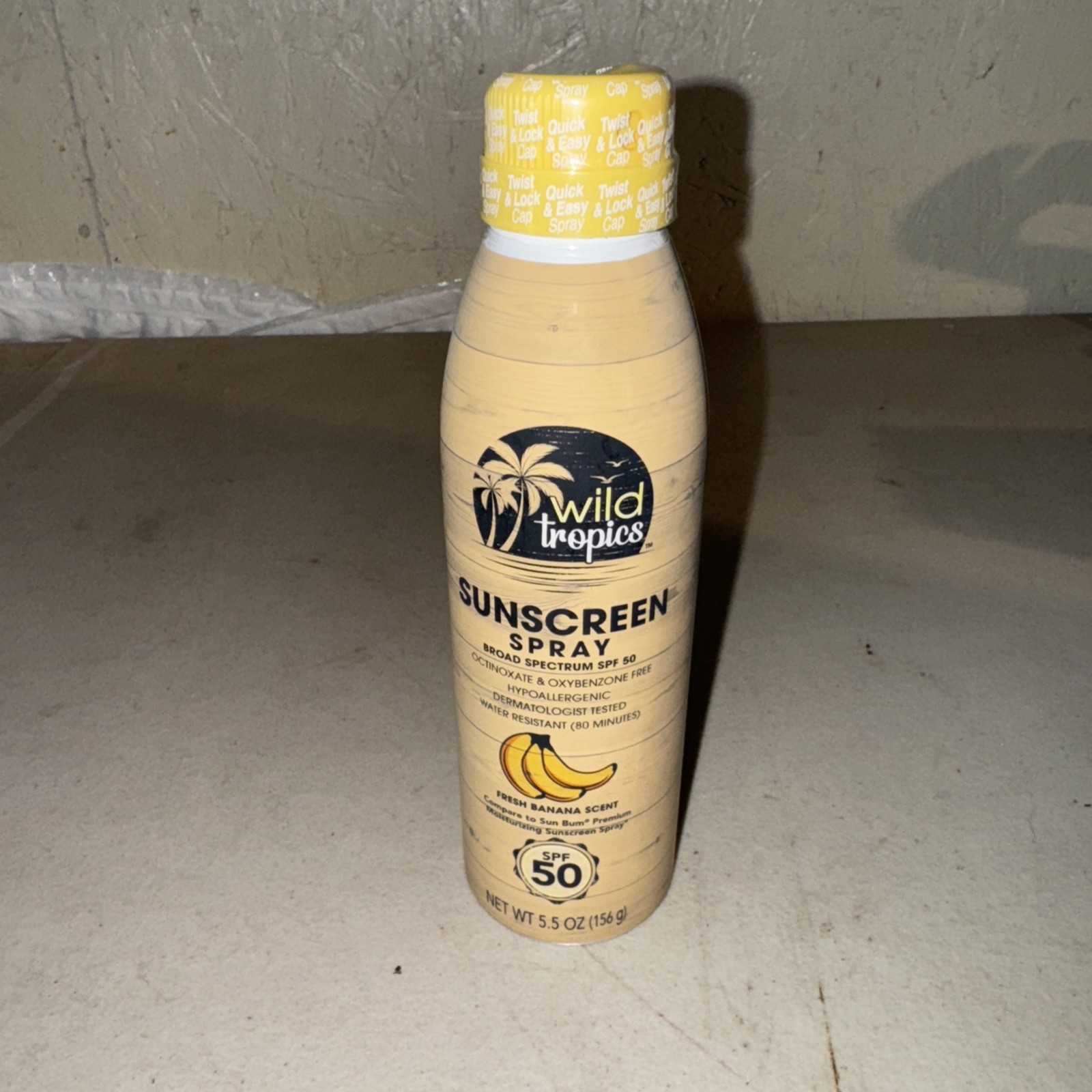 Wild Tropics SPF 50 Sunscreen Spray with Fresh Banana Scent