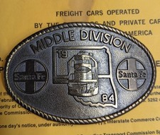 Railroad Metal Belt Buckle - Santa Fe 1984 Middle Div 1640 of 2500 -
