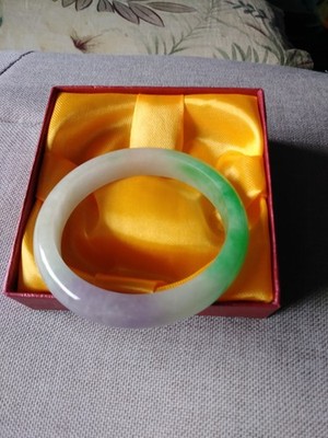 genuine jadeite apple green and lavender jade bangle 57mm/48.6g