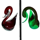 Murano Uranium Glass Sommerso 4 Inch Swan Duck Figurine Red Clear