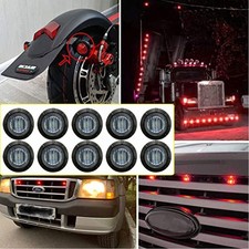 10x Smoked Round Side Marker Lights Trailer Truck 34 Red Led Bullet Light