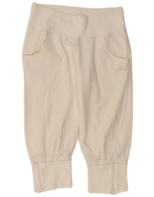 ADIDAS Womens Capri Tracksuit Trousers Joggers UK 14 Medium White Cotton AL01