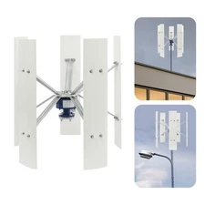 5-blade Wind Turbine Generator Vertical Axis Wind Turbine Generator White 100W