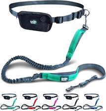 Premium Hands-Free Dog Leash for Running Walking Jogging  Hiking w Pouch Aqua 