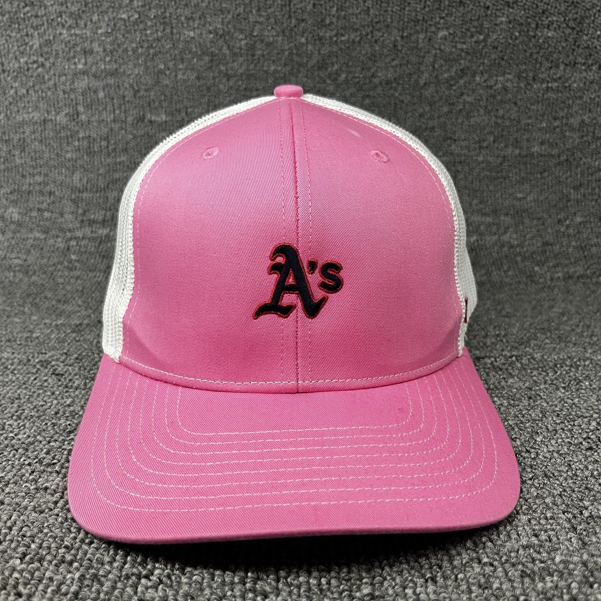 Oakland Athletics '47 Brand Trucker Hat Pink White Mesh Snapback MLB A's Cap