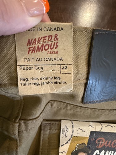 Naked And Famous Regular Guy Tan Selvedge Duck Canvas Jeans Men's 32 NWT - Afbeelding 7 van 8