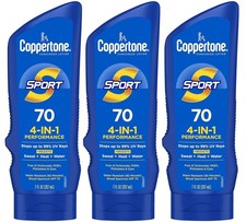 Coppertone Sport Sunscreen Lotion 4 in 1, SPF 70, 7 oz, 05/2027, PACK OF 3