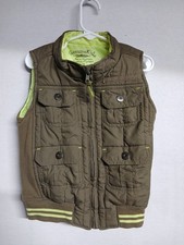 Genuine Kids Oshkosh Toddler Olive Lime Green Puffer Vest, Pockets, Size 5T