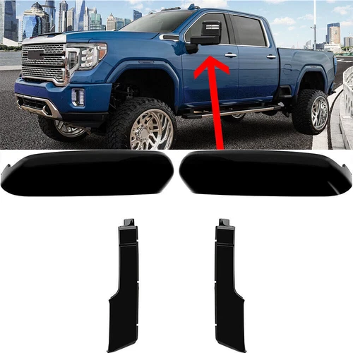 Top+Side Replacement Mirror Covers For Chevy Silverado GMC Sierra HD 20 21 22 23