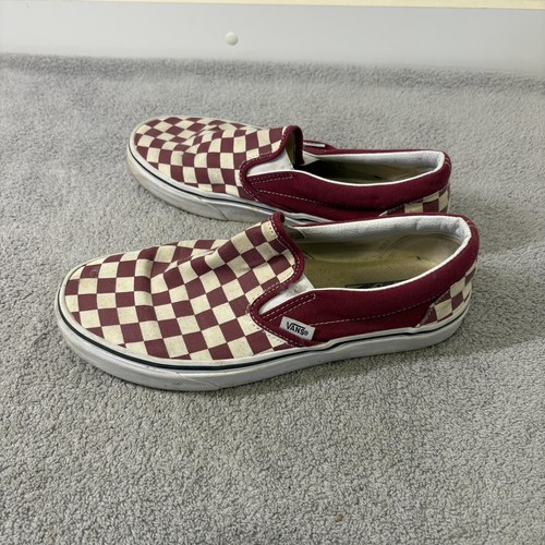 Scarpe Vans uomo taglia 8 bordeaux classiche slip-on scacchiera skate donna 9,5 - Foto 4 di 14