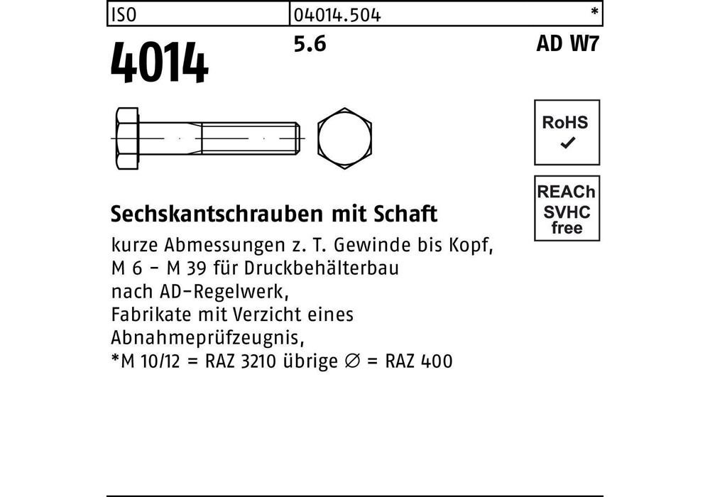 Рейхерское защитное устройство ISO 4014 m.Schaft M 8 x 50 5,6 W7